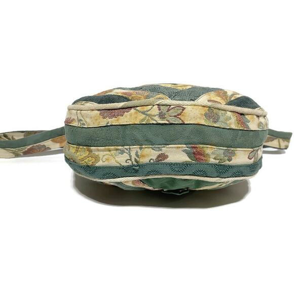 Tapestry Patchwork Crossbody Purse An Original by Rhonda Hand Sewn Green & Beige - Picture 8 of 10